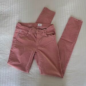 AG Adriano Goldschmied Pink Rose Corduroy Leggings Extra Skinny 30” Inseam Pants